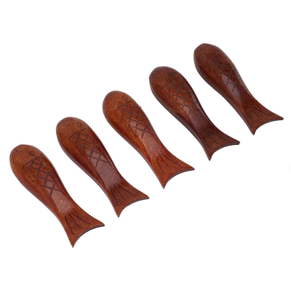 5Pcs Wooden Fish Shape Chopstick Rest Stand Rack Spoon Fork Knife Holder Wooden Chopstick Holder