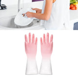 Kitchen Gloves Reusable Tight Fit Multifunctional Dishwashing Cleaning Waterproof Durable Household Gloves Pink - Extra Image