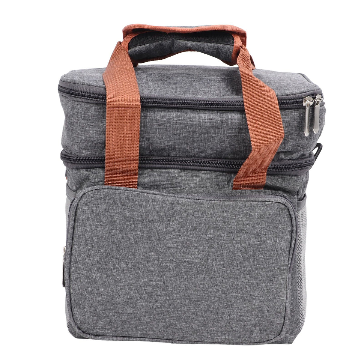 Lunch Bag 2 Deck Messenger Large Capacity Waterproof Leakage Proof 2 Way Zipper Insulated Lunch Box for Picnic Camp Office Grey
