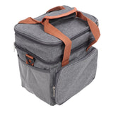 Lunch Bag 2 Deck Messenger Large Capacity Waterproof Leakage Proof 2 Way Zipper Insulated Lunch Box for Picnic Camp Office Grey - Rear View