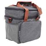 Lunch Bag 2 Deck Messenger Large Capacity Waterproof Leakage Proof 2 Way Zipper Insulated Lunch Box for Picnic Camp Office Grey - Close-Up Angle