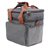 Lunch Bag 2 Deck Messenger Large Capacity Waterproof Leakage Proof 2 Way Zipper Insulated Lunch Box for Picnic Camp Office Grey - Low Angle