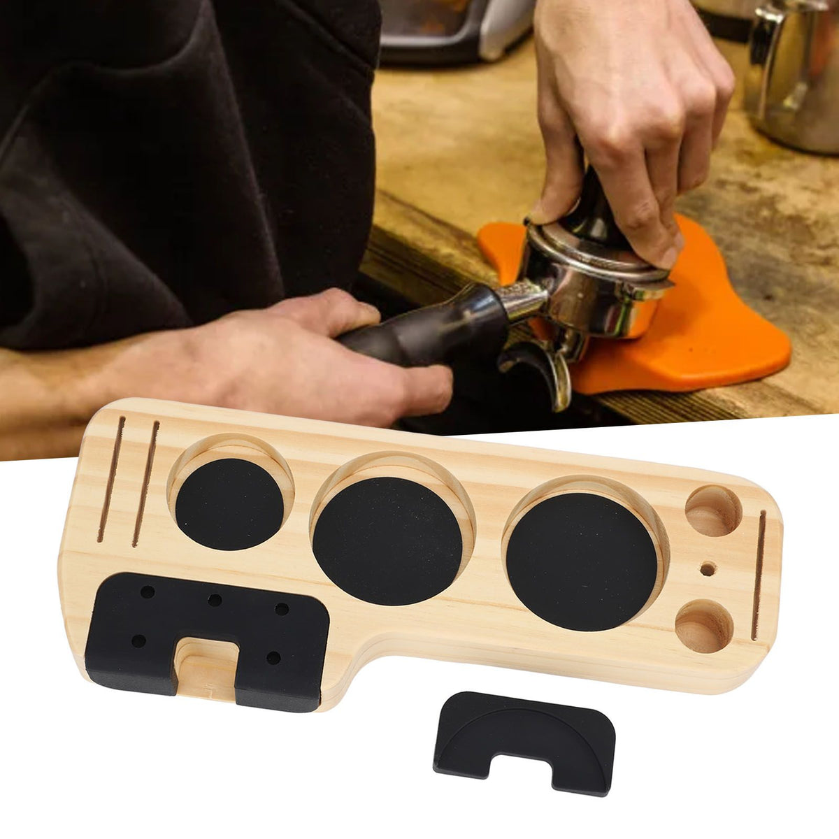 Coffee Tamper Holder Station Wood Coffee Filter Distributor Tamper Holder for Home Cafe Restaurant Hotel Office