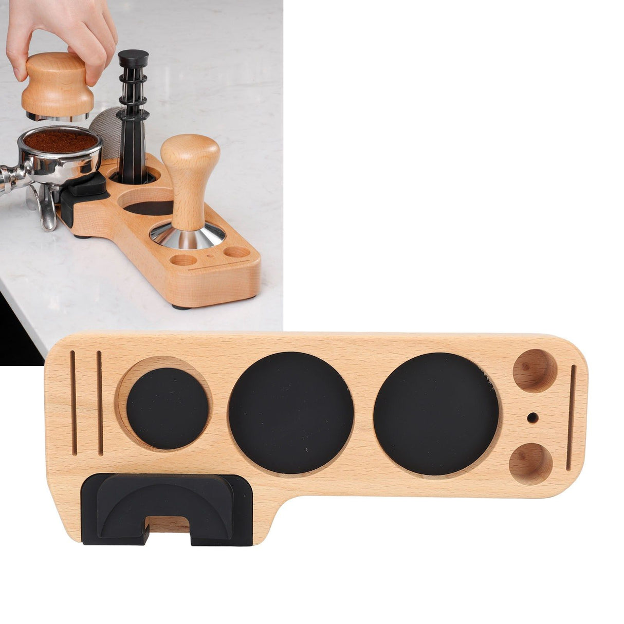 Coffee Tamping Station Wood Tamper Station Compatible with 51mm 53mm 58mm Tamper Distributer Versatile Coffee Accessory