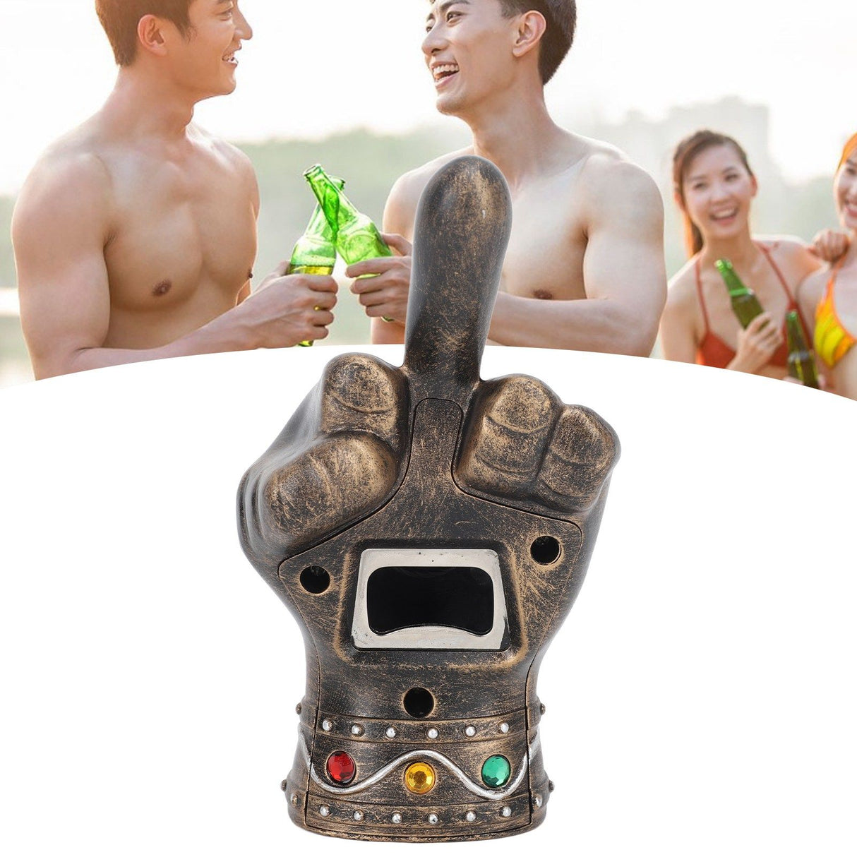 Fist Beer Opener Cool Middle Finger Shape Portable Fist Beer Bottle Opener for Men Husband Dad Grandpa Boyfriend Gold