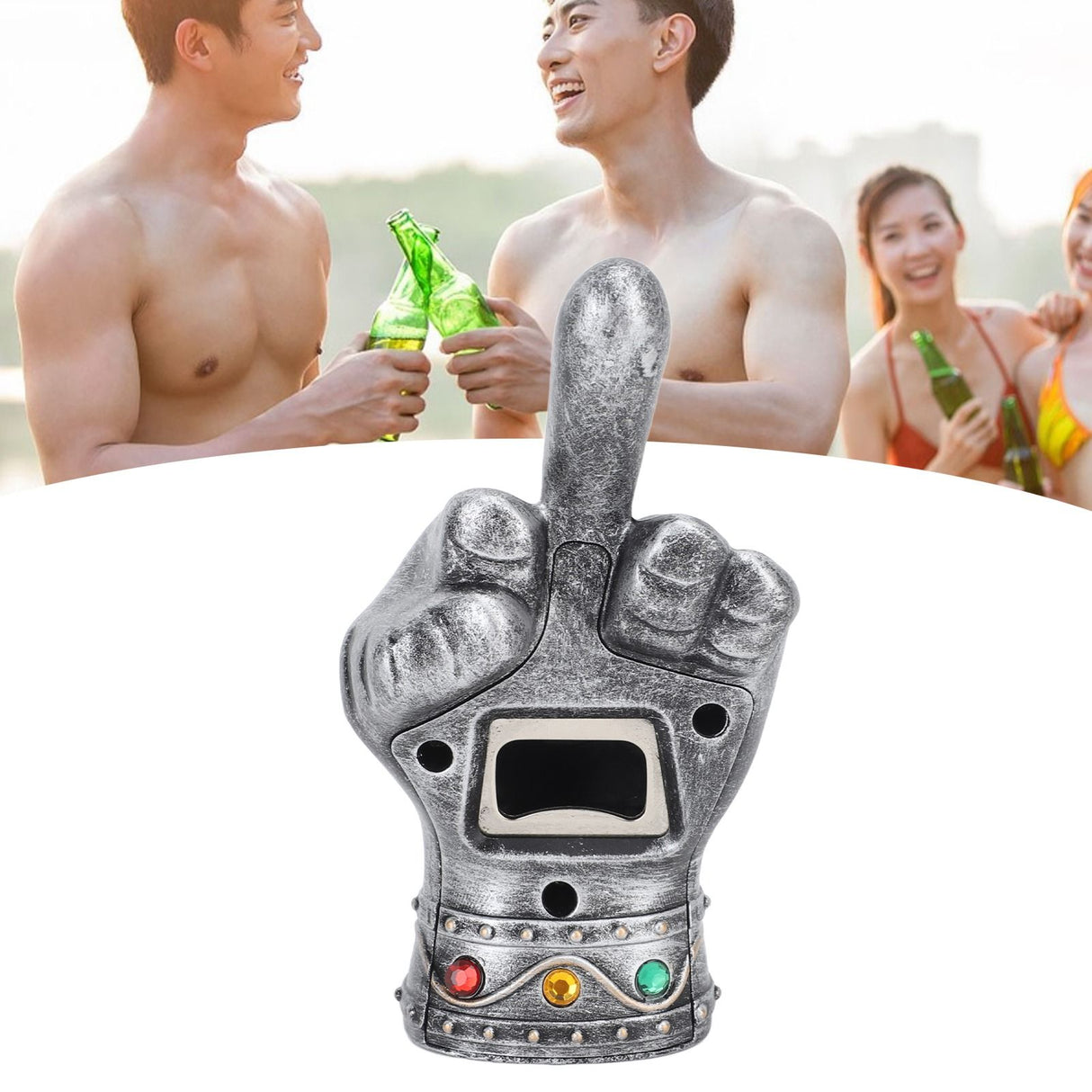 Fist Beer Opener Cool Middle Finger Shape Portable Fist Beer Bottle Opener for Men Husband Dad Grandpa Boyfriend Silver