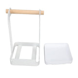 Pot Lid Holder Rack Multifunction Prevent Slip Iron Basin Wood Rack Cooking Tool Spatula Stand Kitchen Organizer White
