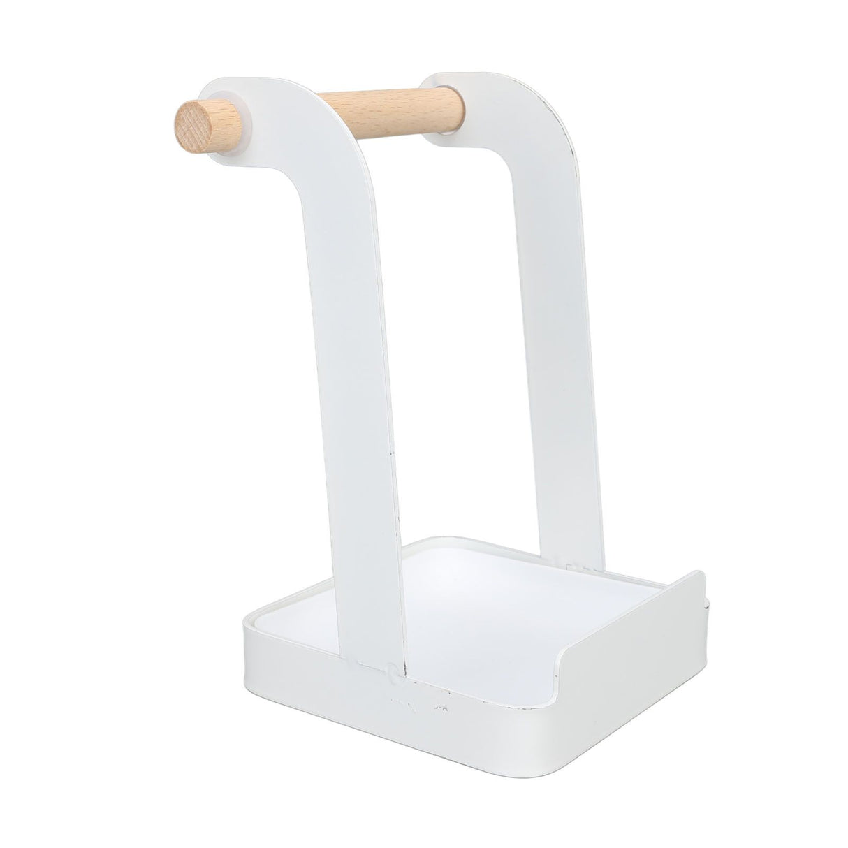 Pot Lid Holder Rack Multifunction Prevent Slip Iron Basin Wood Rack Cooking Tool Spatula Stand Kitchen Organizer White