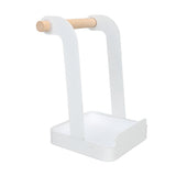 Pot Lid Holder Rack Multifunction Prevent Slip Iron Basin Wood Rack Cooking Tool Spatula Stand Kitchen Organizer White - Front View