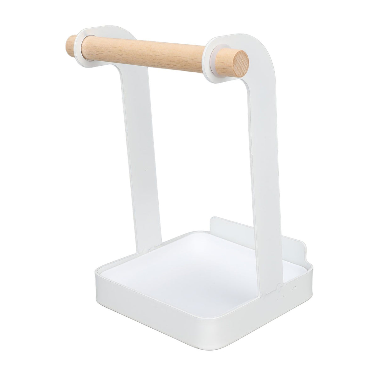 Pot Lid Holder Rack Multifunction Prevent Slip Iron Basin Wood Rack Cooking Tool Spatula Stand Kitchen Organizer White