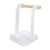 Pot Lid Holder Rack Multifunction Prevent Slip Iron Basin Wood Rack Cooking Tool Spatula Stand Kitchen Organizer White - Close-Up Angle