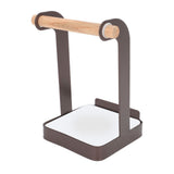 Pot Lid Holder Rack Multifunction Prevent Slip Iron Basin Wood Rack Cooking Tool Spatula Stand Kitchen Organizer Coffee - Rear View