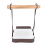 Pot Lid Holder Rack Multifunction Prevent Slip Iron Basin Wood Rack Cooking Tool Spatula Stand Kitchen Organizer Coffee