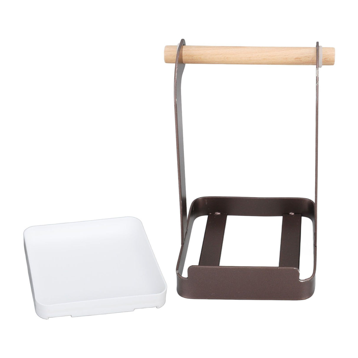 Pot Lid Holder Rack Multifunction Prevent Slip Iron Basin Wood Rack Cooking Tool Spatula Stand Kitchen Organizer Coffee