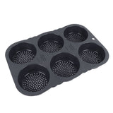 6 Cavity Hamburger Bun Mould Foldable Reusable Bread Mould ‑40℉ to +446℉ Heat Resistance Baking Mould for Kitchen