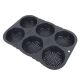 6 Cavity Hamburger Bun Mould Foldable Reusable Bread Mould ‑40℉ to +446℉ Heat Resistance Baking Mould for Kitchen - Side View