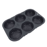 6 Cavity Hamburger Bun Mould Foldable Reusable Bread Mould ‑40℉ to +446℉ Heat Resistance Baking Mould for Kitchen - Low Angle