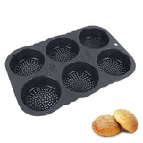 6 Cavity Hamburger Bun Mould Foldable Reusable Bread Mould ‑40℉ to +446℉ Heat Resistance Baking Mould for Kitchen - Extra Image