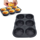 6 Cavity Hamburger Bun Mould Foldable Reusable Bread Mould ‑40℉ to +446℉ Heat Resistance Baking Mould for Kitchen