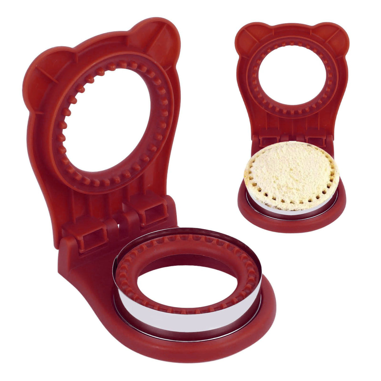 Sandwich Cutter Mold Manual Cake Bread Cutter Sealer Tool Round for Kitchen Cooking Red