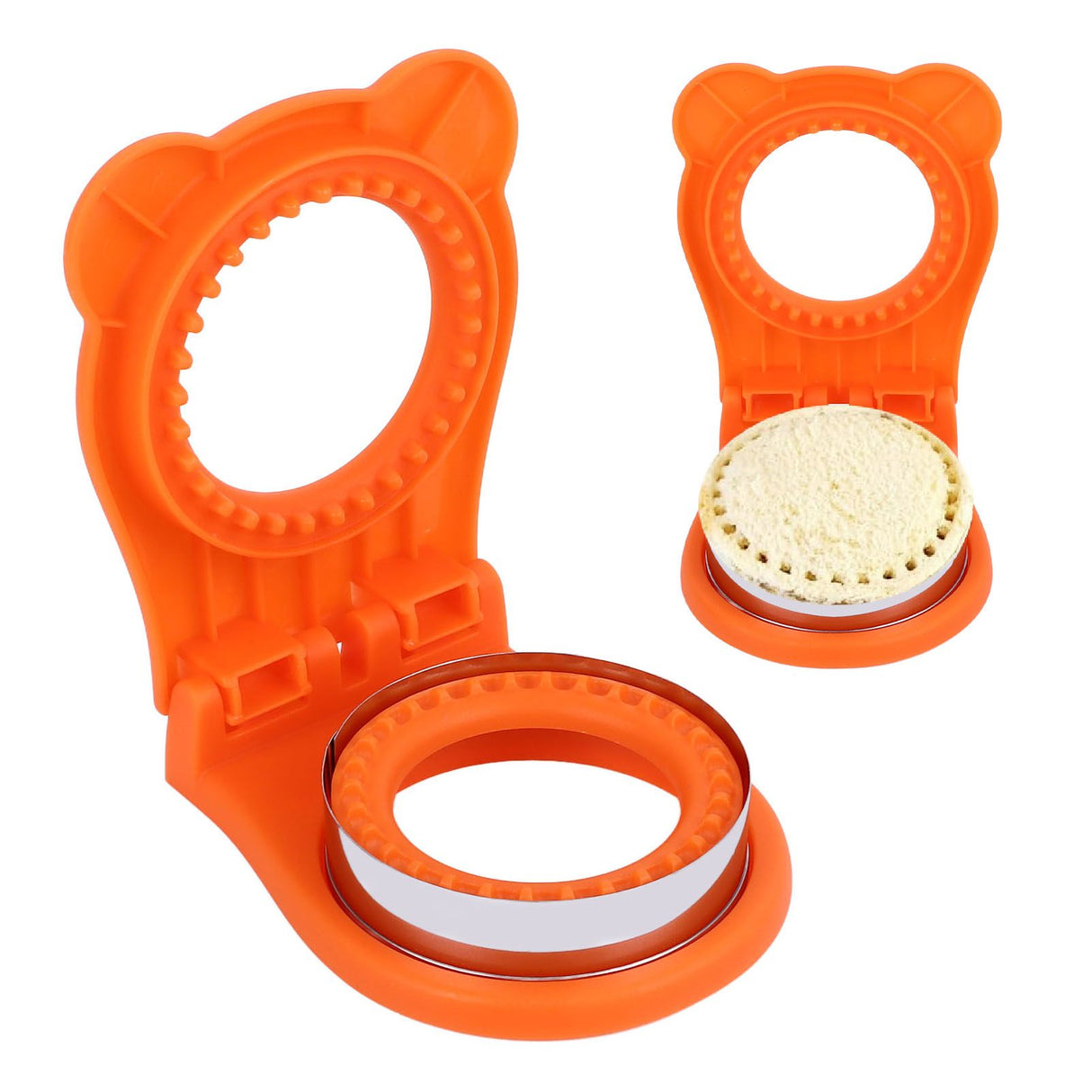 Sandwich Cutter Mold Manual Cake Bread Cutter Sealer Tool Round for Kitchen Cooking Orange