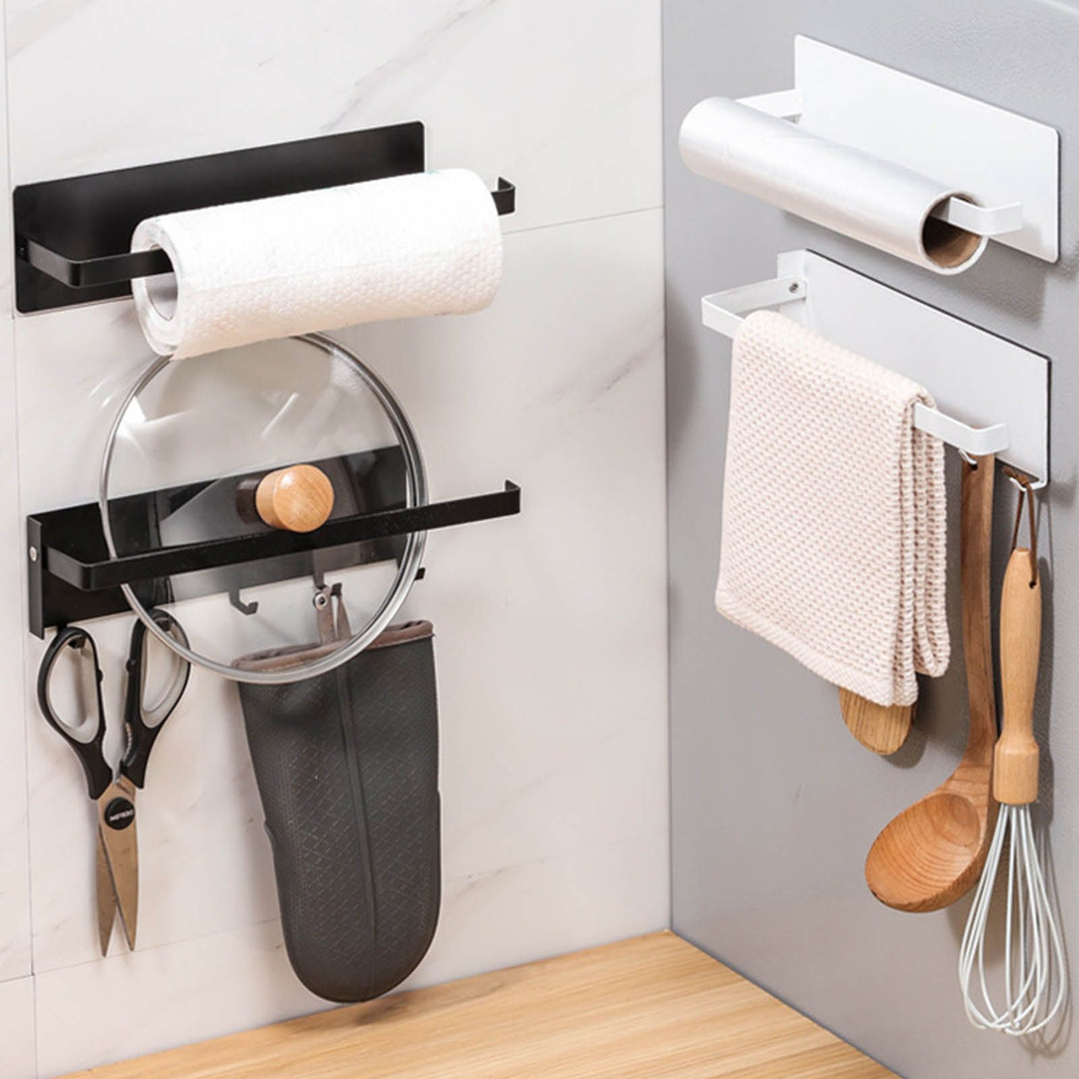 Refrigerator Side Rack Multipurpose Foldable Large Capacity Magnetic Spice Rack for Refrigerator with Hooks White