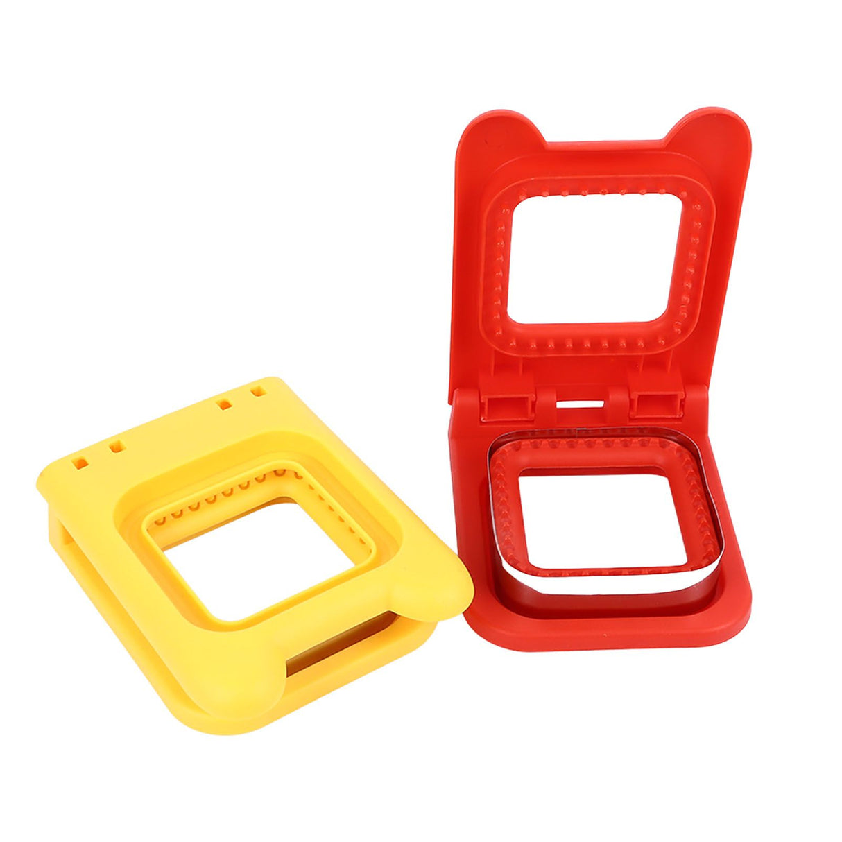 2 Pcs Red and Yellow Square Sandwich Cutter Stainless Steels Sandwich Cutters Set Sandwich Cutting Mold