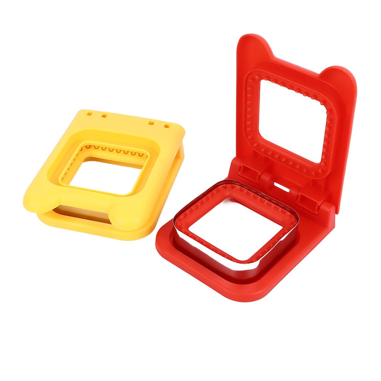 2 Pcs Red and Yellow Square Sandwich Cutter Stainless Steels Sandwich Cutters Set Sandwich Cutting Mold
