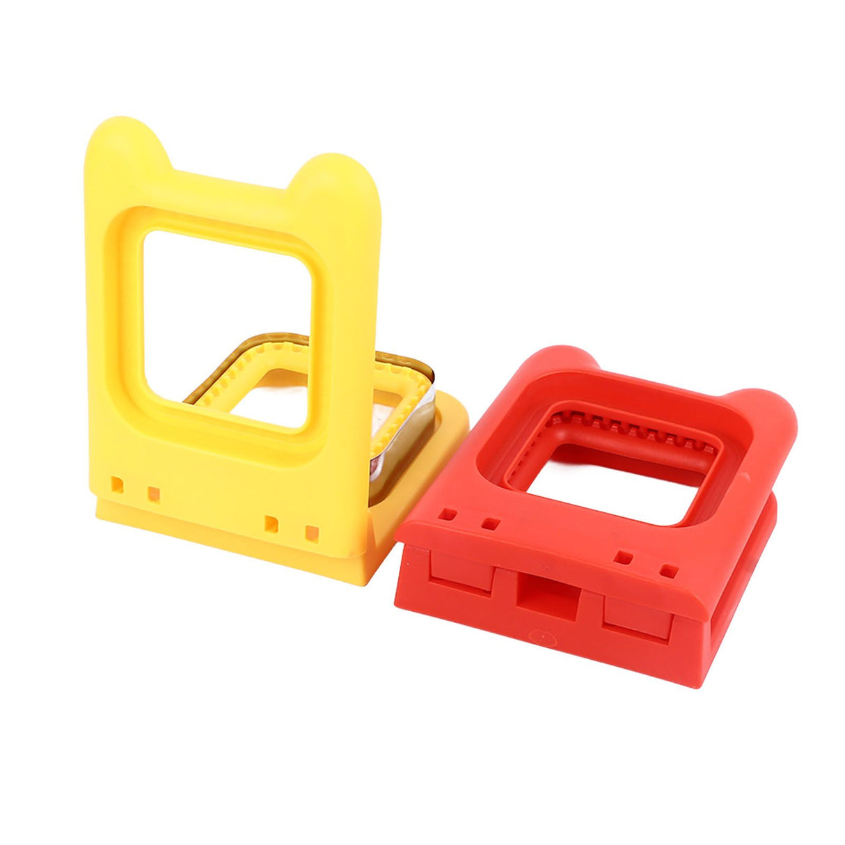 2 Pcs Red and Yellow Square Sandwich Cutter Stainless Steels Sandwich Cutters Set Sandwich Cutting Mold
