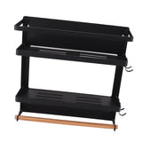 Magnetic Fridge Spice Rack Foldable Multifunctional Adjustable Durable Refrigerator Side Shelf for Kitchen 11.8in Double Tier - Top-Down View
