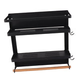 Magnetic Fridge Spice Rack Foldable Multifunctional Adjustable Durable Refrigerator Side Shelf for Kitchen 11.8in Double Tier