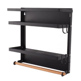 Magnetic Fridge Spice Rack Foldable Multifunctional Adjustable Durable Refrigerator Side Shelf for Kitchen 11.8in Double Tier