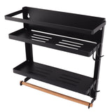 Magnetic Fridge Spice Rack Foldable Multifunctional Adjustable Durable Refrigerator Side Shelf for Kitchen 11.8in Double Tier