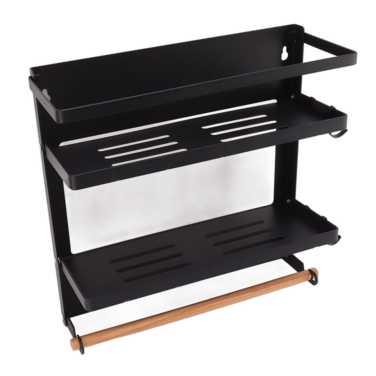 Magnetic Fridge Spice Rack Foldable Multifunctional Adjustable Durable Refrigerator Side Shelf for Kitchen 11.8in Double Tier