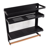 Magnetic Fridge Spice Rack Foldable Multifunctional Adjustable Durable Refrigerator Side Shelf for Kitchen 11.8in Double Tier - Low Angle