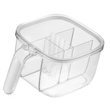 Seasoning Box 4 Compartments Transparent Window Strong PET Seasoning Jar with 4 Spoons for Home Kitchen Cooking White