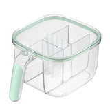 Seasoning Box 4 Compartments Transparent Window Strong PET Seasoning Jar with 4 Spoons for Home Kitchen Cooking Light Green