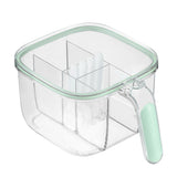Seasoning Box 4 Compartments Transparent Window Strong PET Seasoning Jar with 4 Spoons for Home Kitchen Cooking Light Green - Front View