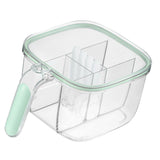 Seasoning Box 4 Compartments Transparent Window Strong PET Seasoning Jar with 4 Spoons for Home Kitchen Cooking Light Green