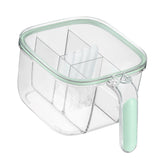 Seasoning Box 4 Compartments Transparent Window Strong PET Seasoning Jar with 4 Spoons for Home Kitchen Cooking Light Green - Top-Down View