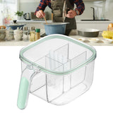 Seasoning Box 4 Compartments Transparent Window Strong PET Seasoning Jar with 4 Spoons for Home Kitchen Cooking Light Green