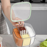 Seasoning Box 4 Compartments Transparent Window Strong PET Seasoning Jar with 4 Spoons for Home Kitchen Cooking Light Green - Extra Image