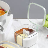 Seasoning Box 4 Compartments Transparent Window Strong PET Seasoning Jar with 4 Spoons for Home Kitchen Cooking Light Green - Extra Image