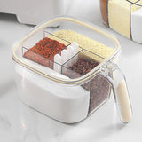 Seasoning Box 4 Compartments Transparent Window Strong PET Seasoning Jar with 4 Spoons for Home Kitchen Cooking Milk Yellow - Extra Image