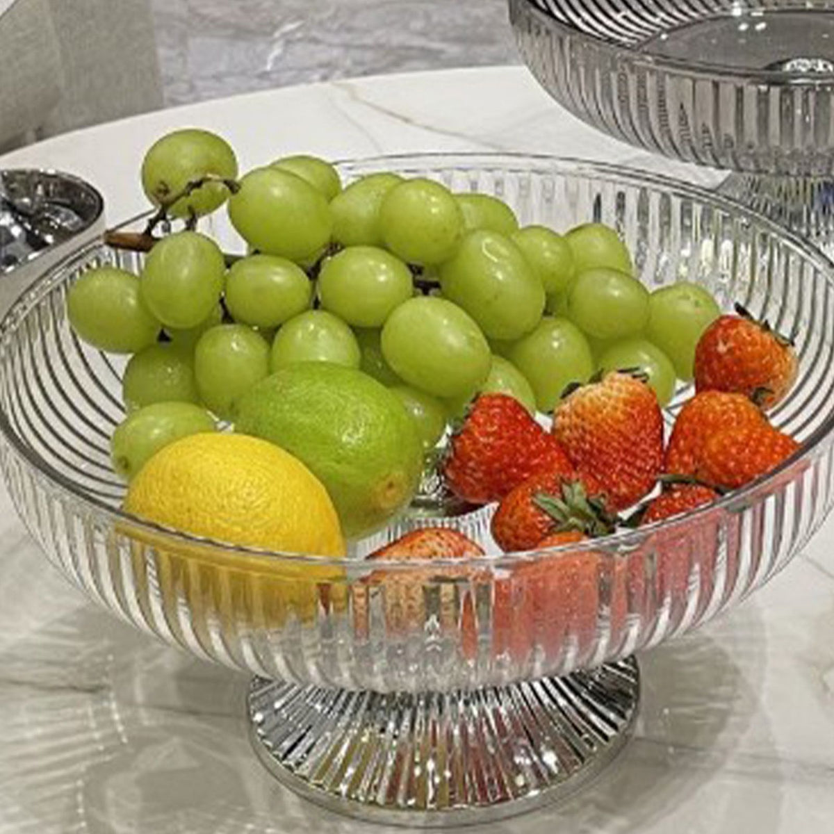 Fruit Plate Multifunctional Plastic Stylish Space Saving Decorative Snack Bowl for Candy Nuts Transparent