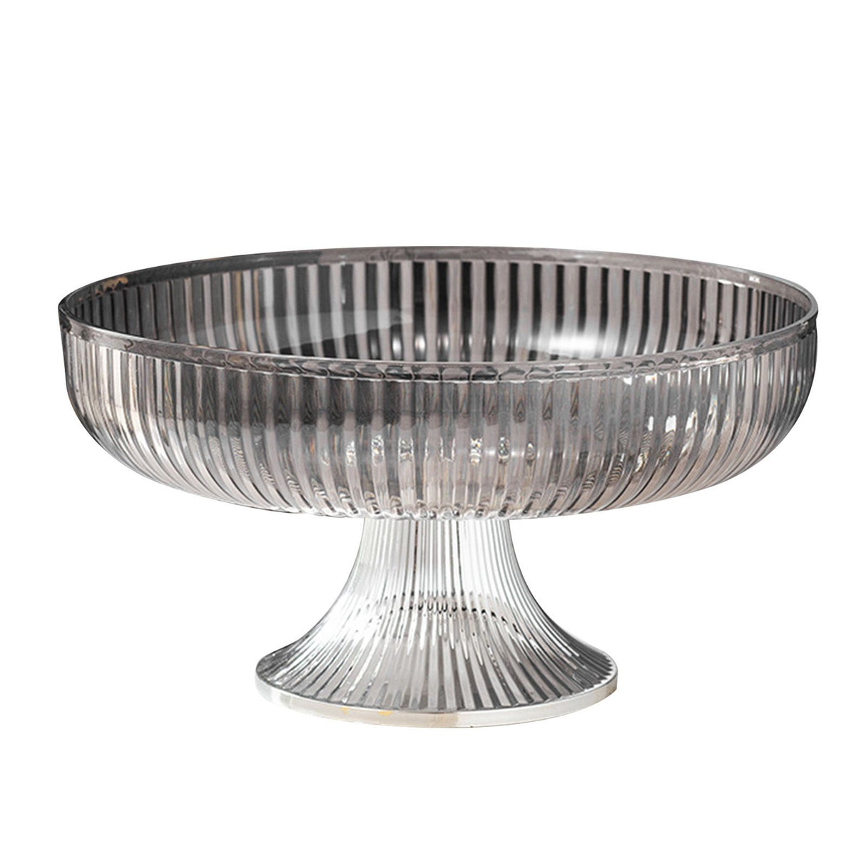 Fruit Plate Multifunctional Plastic Stylish Space Saving Decorative Snack Bowl for Candy Nuts Silver Gray
