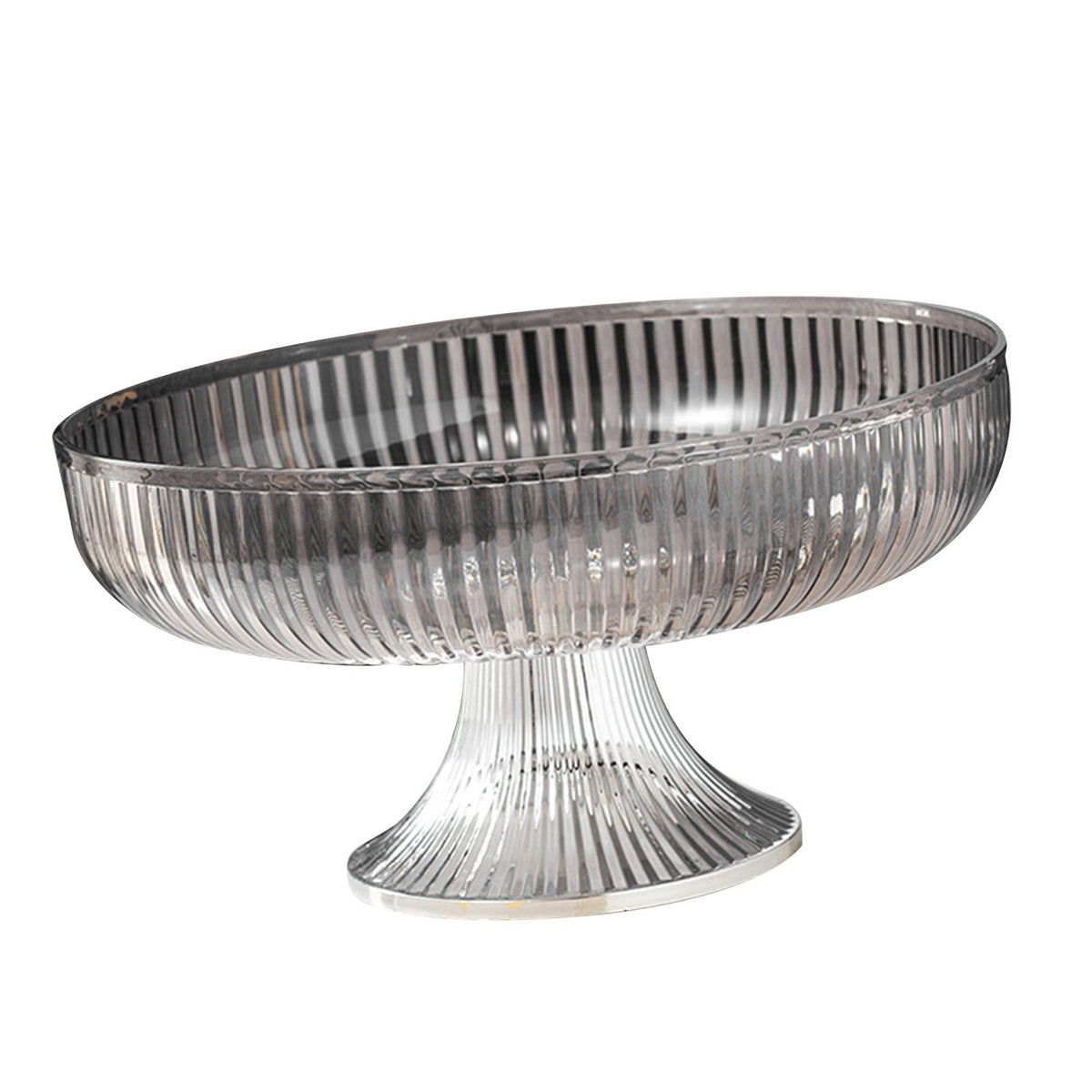Fruit Plate Multifunctional Plastic Stylish Space Saving Decorative Snack Bowl for Candy Nuts Silver Gray