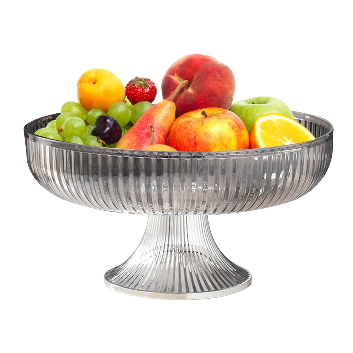 Fruit Plate Multifunctional Plastic Stylish Space Saving Decorative Snack Bowl for Candy Nuts Silver Gray