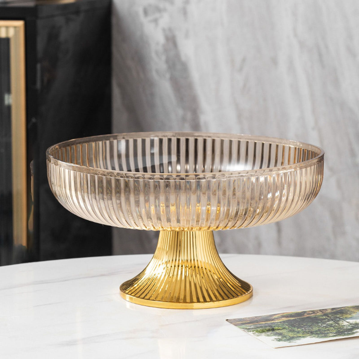 Fruit Plate Multifunctional Plastic Stylish Space Saving Decorative Snack Bowl for Candy Nuts Amber