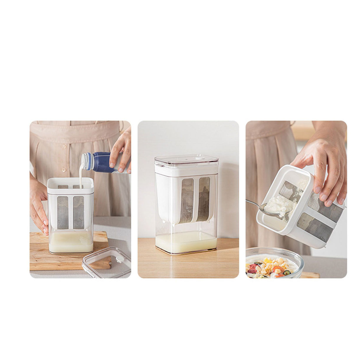Yogurt Strainer with Extra Fine Mesh Strainer Bag Transparent Cover Multi Functional Cheese Filter